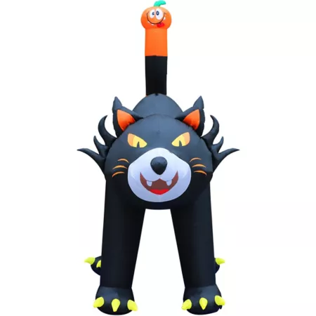 Haunted Hill Farm 10 Feet Tall Pre-Lit Inflatable Black Cat Halloween Inflatables