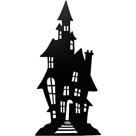 Haunted Hill Farm 69 in. Haunted House Black Iron Halloween Silhouette