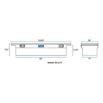 Image showing  72 in. Low Profile Crossover Truck Tool Box with Pull Handles, Bright Aluminum