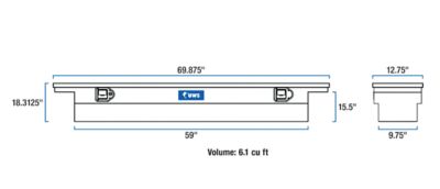 Image showing  EC10842 69 in. Gloss Black Heavy-Wall Aluminum Deep Slim Truck Tool Box with Low Profile, RigidCore Lid