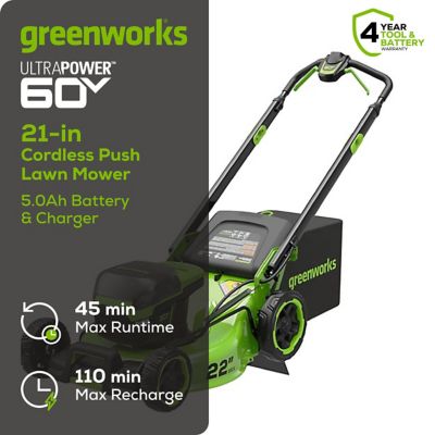Image showing  22 in. 60V Brushless Cordless Battery Walk-Behind Push Lawn Mower, 5.0Ah Battery & Charger
