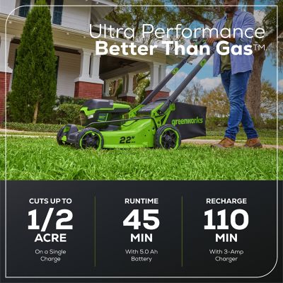 Image showing  22 in. 60V Brushless Cordless Battery Walk-Behind Push Lawn Mower, 5.0Ah Battery & Charger
