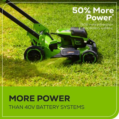 Image showing 5 th Greenworks 22 in. 60V Brushless Cordless Battery Walk-Behind Push Lawn Mower, 5.0Ah Battery & Charger