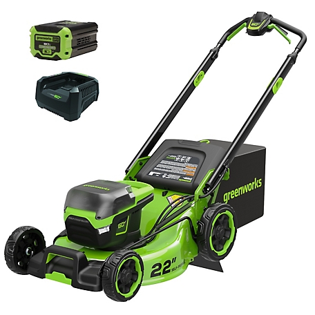 Greenworks 60V 22-in. Brushless Cordless Battery Walk-Behind Self-Propelled Push  Lawn Mower, 8.0Ah Battery & Charger at Tractor Supply Co.