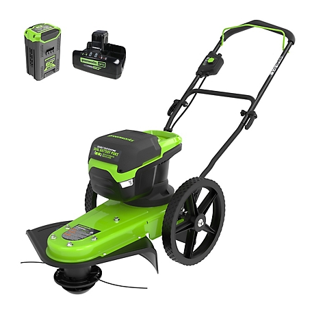 Greenworks 60V 22 in Wheeled Brushless Cordless Battery Walk-Behind String Trimmer, 8Ah Battery & Charger