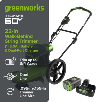 Image showing  22 in. 60V Cordless Walk-Behind String Trimmer, Battery and Charger Included