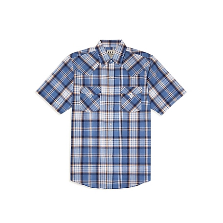 Ely Cattleman Short Sleeve Snap Front Textured Plaid at Tractor Supply Co.