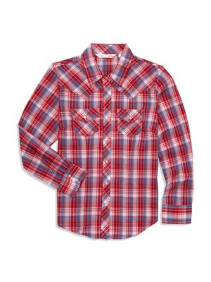 Ely Cattleman Women's Snap Front Plaid Collared Long-Sleeve Western Shirt