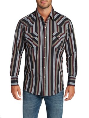 Image showing  Long Sleeve Snap Front Stripe