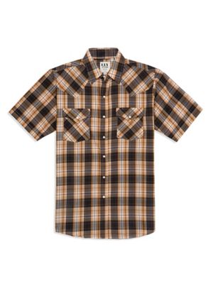 Ely Cattleman Men's Plaid Short-Sleeve Snap-Front Shirt