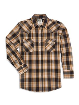 Ely Cattleman Men's Plaid Long-Sleeve Snap-Front Shirt