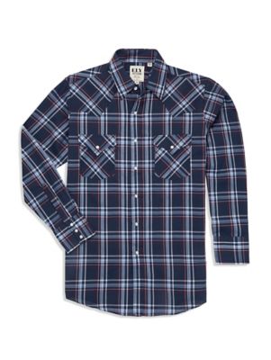 Ely Cattleman Men's Plaid Long-Sleeve Snap-Front Shirt