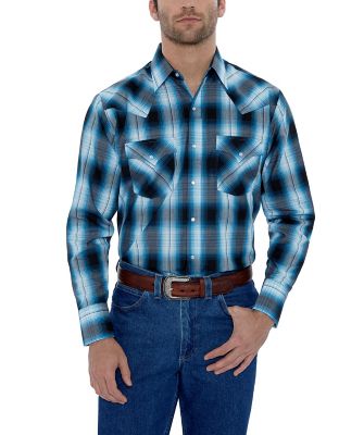Ely Cattleman Men's Plaid Long-Sleeve Snap-Front Shirt