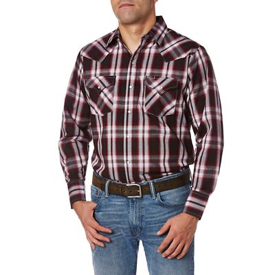 Ely Cattleman Men's Plaid Long-Sleeve Snap-Front Shirt