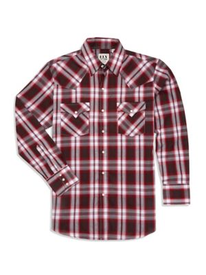 Ely Cattleman Men's Plaid Long-Sleeve Snap-Front Shirt