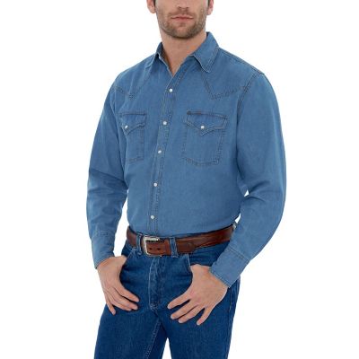 Ely Cattleman Long Sleeve Snap Front Washed Denim at Tractor Supply Co.