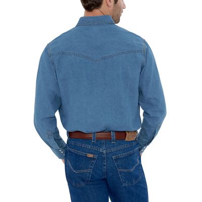 Image showing  Men's Washed Denim Long-Sleeve Snap-Front Shirt
