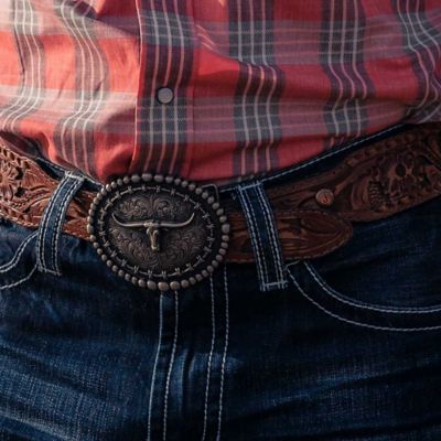 Image showing  Rustic Barbed Wire Longhorn Buckle, A972S