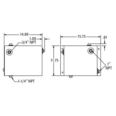 Image showing  7 Gallon Black Steel Side Mount Hydraulics Reservoir