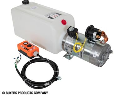 Buyers Products 1.5 gal. 3-Way DC Power Unit-Electric Controls Horizontal Poly Reservoir