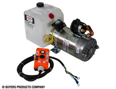 Buyers Products 0.75 gal. 3-Way DC Power Unit-Electric Controls Horizontal Poly Reservoir