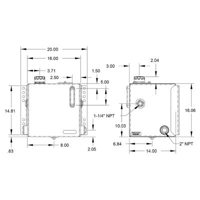 Image showing  15 gal. Side-Mount Stainless Steel Hydraulic Reservoir