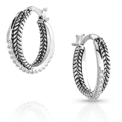 Montana Silversmiths Crystal Crossover Hoop Earrings, ER5624