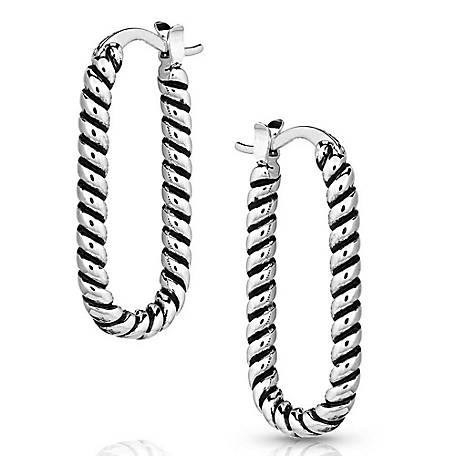 Montana Silversmiths Rustic Rope Rectangle Hoop Earrings, ER5625