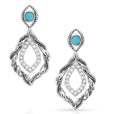 Montana Silversmiths Twisted in Time Crystal Turquoise Earrings, ER5637