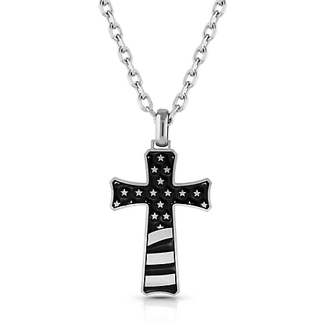 Montana Silversmiths Inspirational Patriotism Cross Necklace, NC4360