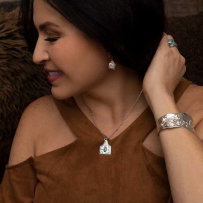 Image showing  Chiseled Cow Tag Turquoise Necklace, NC5398