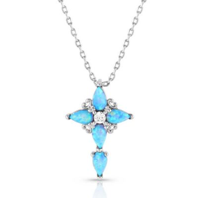 Montana Silversmiths Inspirational Faith Opal Cross Necklace, NC5521