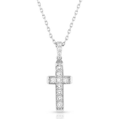 Montana Silversmiths Dainty Crystal Cross Necklace, NC5524
