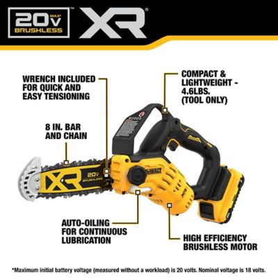 Image showing  8 in. 20V Cordless Pruning Chainsaw, 0.3875 in. Pitch