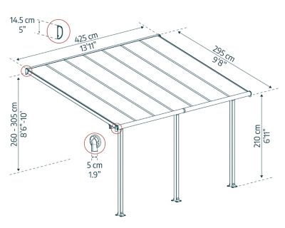 Image showing 7 th Canopia by Palram Olympia 10 x 14ft. Patio Cover, Gray/Bronze