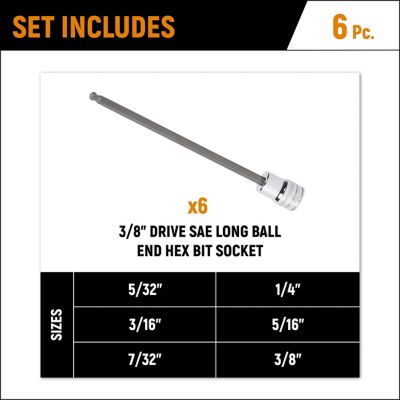 Image showing  3/8 in. Drive SAE Hex Bit Socket Set, 6 pc.
