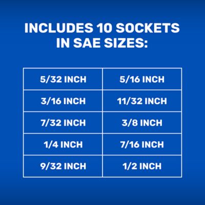 Image showing  1/4 in. Drive SAE Deep Socket Set, 10 pc.