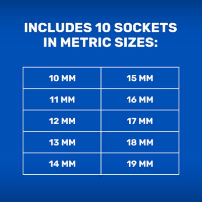 Image showing  3/8 in. Drive Metric Deep Socket Set, 10 pc.