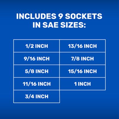 Image showing  1/2 in. Drive SAE Deep Impact Socket Set, 9 pc.