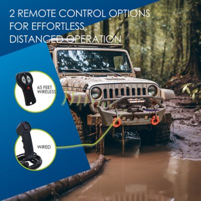 Image showing  12V DC Electric Truck Winch, 13,000 lb. Capacity, 3/8 in. Synthetic Rope, For SUV Trailer Offroad