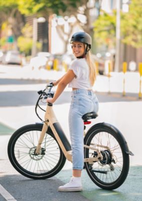 Okai Stride Electric Bike with 40 Miles Max Operating Range and 25 mph Max Speed, Desert Sand That is my dream white bike, so pretty