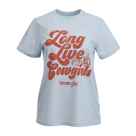 Wrangler Women's Long Live Cowgirls T-Shirt, Sky Blue