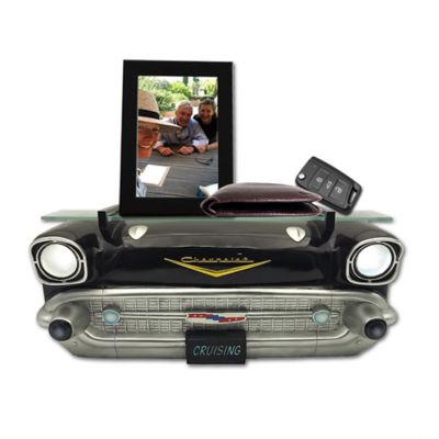 Chevrolet 1957 Bel Air Car Floating Shelf, Black, with Working LED Headlights