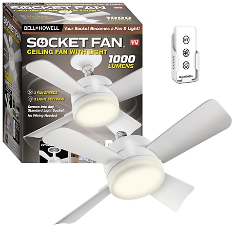 Bell & Howell Socket Fan 15.7 in. LED Ceiling Fan with Remote - Warm