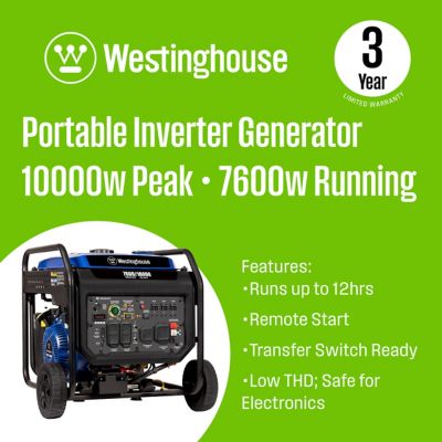 Image showing  10,000/7,600-Watt Gasoline Powered Portable Inverter Generator, Remote Start with CO Sensor