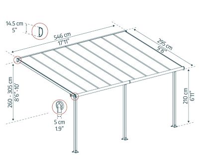 Image showing 8 th Canopia by Palram Olympia 10 x 18ft. Patio Cover, WhiteWhite