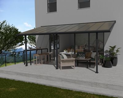 Image showing  Olympia 10 ft. x 20 ft. Patio Cover - Gray/Bronze
