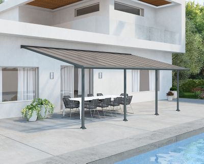 Image showing  Olympia 10 x 24ft. Patio Cover, Gray/Bronze