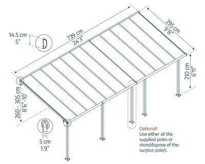 Image showing 7 th Canopia by Palram Olympia 10 x 24ft. Patio Cover, Gray/Bronze