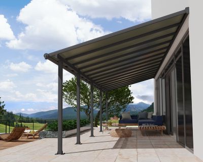 Image showing  Olympia 10 x 28ft. Patio Cover, Gray/Bronze